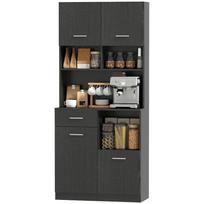 Kitchen Cabinet Buffet With Drawer Soft Close Doors 80 X 35 X 180 Cm Black