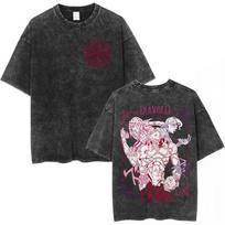 Anime JoJo Bizarre Adventure Vintage Washed T-shirt Diavolo Doppio Manga T-shirts Men Women Cotton Casual Oversized T Shirts 2XL black