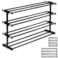 Metal Telescopic Shoe Rack Adjustable Extendable 4 Shelves Loft