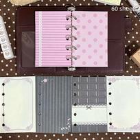 Aesthetic 6 Hole Binder Refill Paper 60 Sheets 6 Designs M5 Loose Leaf Planner Insert Pink Brown Journal Pages A2 gray