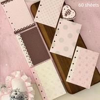 Aesthetic 6 Hole Binder Refill Paper 60 Sheets 6 Designs M5 Loose Leaf Planner Insert Pink Brown Journal Pages A1