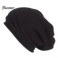 Soft Winter Beanie Unisex Fall Hat Baggy Solid Color No Brim Knitted Elastic Warm Regular Fit Washable Cozy Windproof Women Men Cap juoda