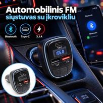 Automobilinis Bluetooth FM siųstuvas su įkrovikliu TR2477 moduliatorius