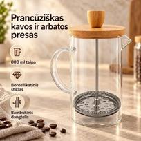 Stiklinis kavinukas su nuspaudžiamu filtru 800 ml