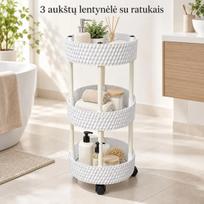 3 aukštų plastikinė lentyna su ratukais