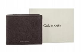 Calvin Klein vyriška piniginė iš natūralios odos, ruda, „Foil Emboss EW Bill Fold Coin“, LV04D1061G