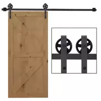 Stumdomų durų furnitūros komplektas 183 cm, stumdomų durų sistema, Tamsiai ruda
