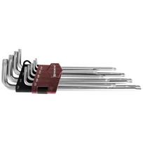 Ypač ilgų TORX raktų komplektas 9 vnt. T10, T15, T20, T25, T27, T30, T40, T45, T50 (TKL9S, THORVIK)