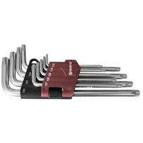 Ilgų TORX raktų komplektas 9 vnt. T10, T15, T20, T25, T27, T30, T40, T45, T50 (TK9S, THORVIK)