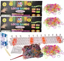 Rainbow Loom DU RINKINYS DARYTI APYNĖLEMS SPALVOTOS GUMOS Loom Bands + Krosno