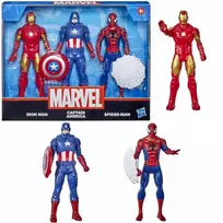 3 AVENGERS MARVEL HASBRO F1394 SPIDERMAN IRONMAN figūrėlių rinkinys Cap.AMERICA