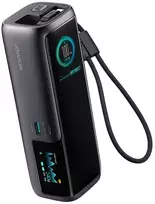Joyroom PODIX PR70 25000mAh maitinimo blokas iki 240W su dviem įmontuotais USB-C kabeliais ir dviem TFT ekranais – pilkas
