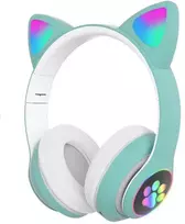 Žalios ausinės katės ausytės su bluetooth, spalva: rožinė