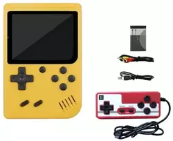 Žaidimų konsolė 5 spalvų retro klasikinė vaizdo žaidimų konsolė, nešiojama mini delninė 8 bitų 3,0 colio LCD vaikų žaidimų grotuvas Integruota 400 žaidimų konsolė, Geltona su žaidimų pulteliu