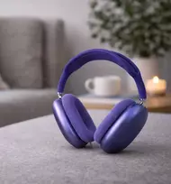 Violetinės ausinės su dėklu