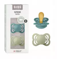 Bibs Supreme ortodontinis čiulptukas, 2 vnt., kaučiukas, 0 m+