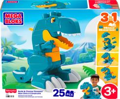 Konstruktorius Mattel Mega Bloks 3in1 Build & Chomp Dinosaur JMK85, 25 vnt., mėlyna sp.