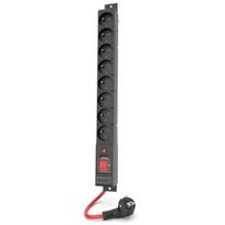 Acar apsaugos nuo viršįtampių R8 POWER W2450, 150cm, 8x, 16A, 3680W, 250V, juodas, jungiklis, Schuko, sieninis