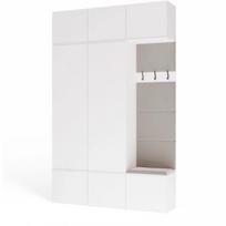 Top E Shop drabužių spinta HAGA III 2SZ1W M-MP-G-HAG-III/2Sz1W-BIA, 1500x350x2380 mm, 8 durys, TIP-ON sistema, montavimo rėmas