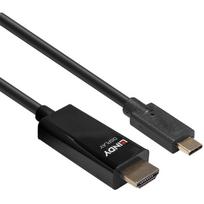 Lindy USB-C į HDMI adapterio kabelis 43317, 10m, 4K 60Hz, HDR, 4096x2160 pikselių, tiesus kištukas, auksu padengtas, juodas