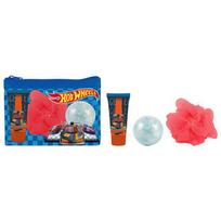 Hot Wheels Dárková saada Sprchový gel 35 ml, bomba do koupele, mycí houba a kosmetická taška