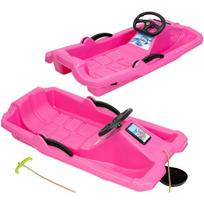 Plastikinės Rogutės Su Stabdžiu Ir Rankena Adaś 84x43x25cm Rožinės Spalvos