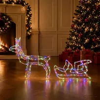 Elnių ir rogčių kalėdinė dekoracija LOVIISA 240 LED