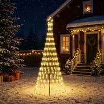 LED Kalėdų medis 250 cm 290 LED Šilta balta Geležis Juoda