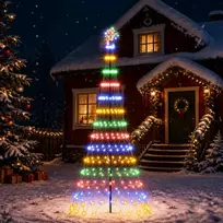 LED Kalėdų medis 250 cm 290 LED Įvairių spalvų Geležis Juoda