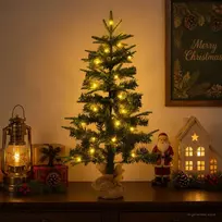 Mini Kalėdų medis 45 cm 25 LED Šilta balta PVC ir PE Žalia