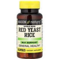 Mason Natural, Visos žolės raudonųjų mielių ryžiai, 60 kapsulių (600 mg vienoje kapsulėje)