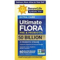 Renew Life, „Extra Care“, „Ultimate Flora™“ probiotikas, 60 pailginto atpalaidavimo veganiškų kapsulių