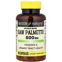 Mason Natural, Whole Herb Saw Palmetto, 500 mg, 90 kapsulių