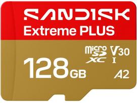 Karta PNY SanDisk MicroSDHC karta 128GB Extreme PLUS (R250/W120MB/s, UHS-I V30, Rescue Pro Deluxe) + adapter (SDSQXBJ-128G-GU6MA) | SDSQXBJ-128G-GU6MA | 619659226275