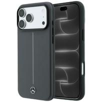 Dėklas Mercedes Leather Semi Wrap with Iconic Line MagSafe telefonui iPhone 18 Pro Max / 17 Pro Max - Tamsiai pilkas