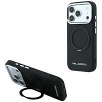 Dėklas Karl Lagerfeld Ring Stand 360 Saffiano Classic Logo MagSafe, skirtas iPhone 18 Pro Max / 17 Pro Max - juodas