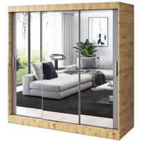 Stumdomoji spinta su veidrodžiais lentynomis ir pakabų strypais Belvedo Karl Artisan Oak matinis antracito 200x200cm komplektas
