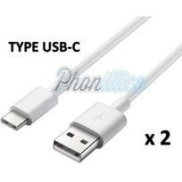 2 vnt. USB-C kabeliai, balti įkrovikliai, suderinami su Samsung Galaxy A8 2018 - Phonillico®