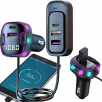 Bluetooth FM automobilinis siųstuvas 3× USB-C skirstytuvas telefono įkroviklis