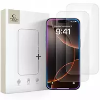 „Spigen“ grūdintas stiklas „Tech-Protect Glass Fit+“ skirtas „Apple iPhone 16 Pro“ / 17 / 17 Pro, skaidrus [2 vnt. rinkinys]