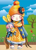 Deimantinė mozaika su rėmeliu TM Varvikas Little Girl with a Toy LE098e 30x40 cm