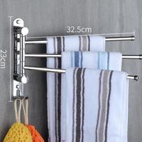 Vonios kambario aksesuarai, besisukanti rankšluosčių kabykla vonios kambariui - SUS304 nerūdijančio plieno, 35 cm ilgio, 4 rankenų pasukama konstrukcija, taupantis erdvę.