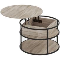 Apvalus kavos staliukas su pakeliamu viršumi 80x80x47-61,5 cm ąžuolas/juoda
