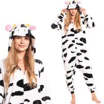 Moteriška Vientisa Pižama Kigurumi Kombinezonas, Karvės Kostiumas, Balta Juoda, 165-175 Cm, L, L