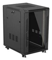 19" 18U 600 × 800 BLACK FLOOR-STANDING RACK CABINET WITH GLASS DOOR, LANBERG (FLAT PACK)