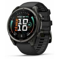 Išmanusis laikrodis Garmin Fenix 9 – 47mm, Carbon Grey DLC Titanium su juodu silikoniniu dirželiu