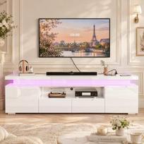 180 cm blizgios baltos spalvos TV staliukas su LED ir USB , tinkantis iki 75 colių įstrižainės televizoriams