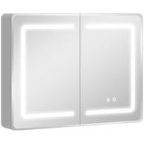 Vonios kambario veidrodinė spintelė su LED apšvietimu 80x13,5x60 cm sidabrinė