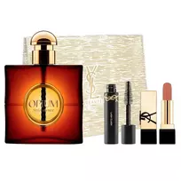YVES SAINT LAURENT Opium EDP purškalas 90ml + Mini blakstienų tušas Lash Clash 2ml + Mini Rouge Pur Couture lūpų dažai Nude Muse 3.8g