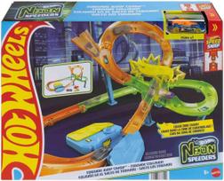 Automobilių trasa Mattel Hot Wheels Neon Speeders Tornado Jump Crash, įvairių spalvų